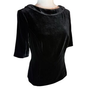 NWOT Boden Martha Top Silk Velvet‎ Black Half Sleeve Blouse Size 4 Formal Casual